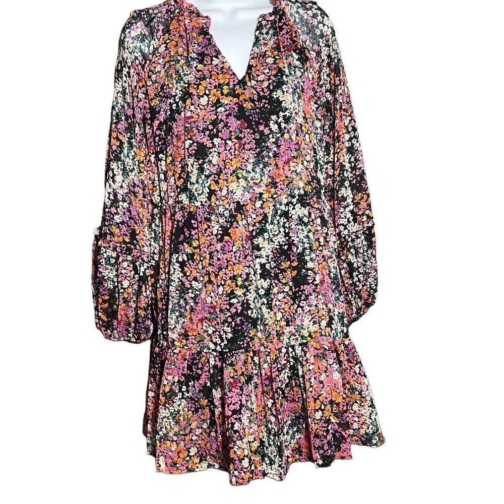 Vince Camuto Women's Three Tier Mini Dress Floral Peasant Multicolor Small NWT